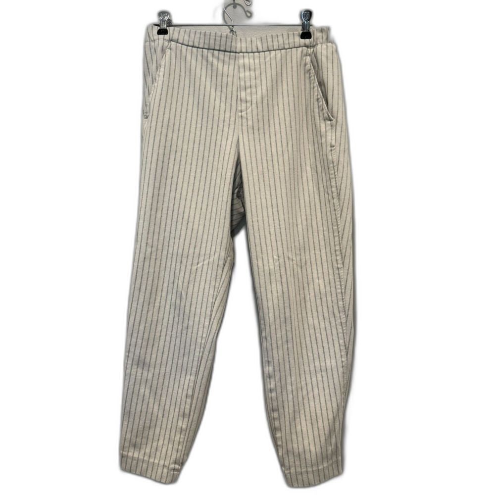 Uniqlo Pants Joggers Women sz 8 White Pin Stripe Chino Business Professional